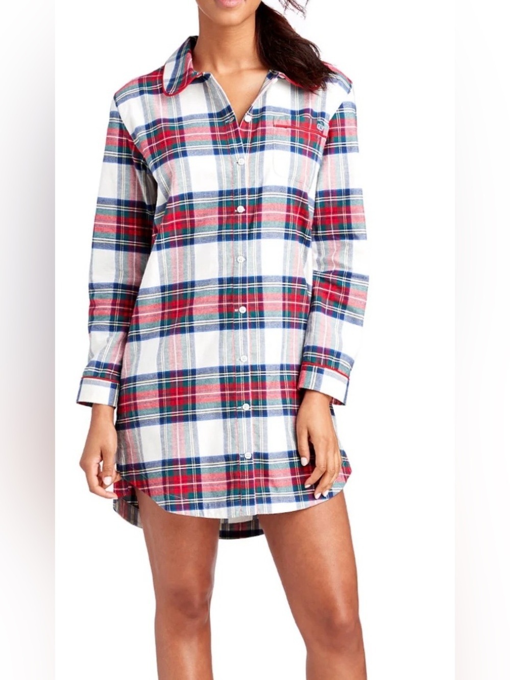 Vineyard Vines Jolly Plaid Shirtdress Cotton Shirt in Red, Blue, Green & Yellow
